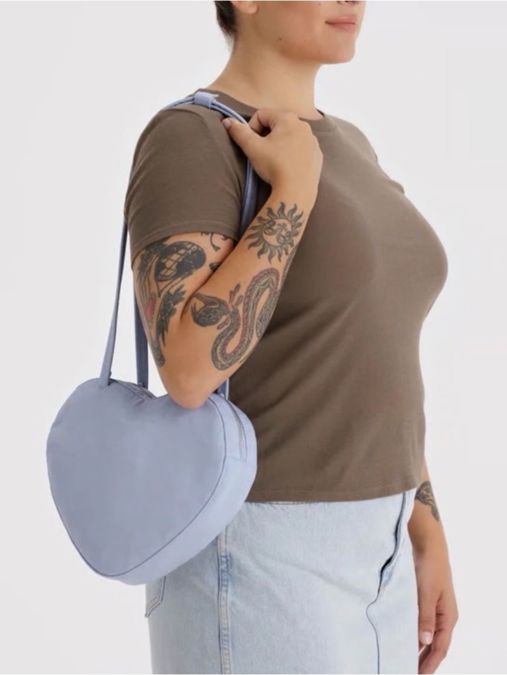 BAGGU Rare Heart Shoulder Bag in Light Blue